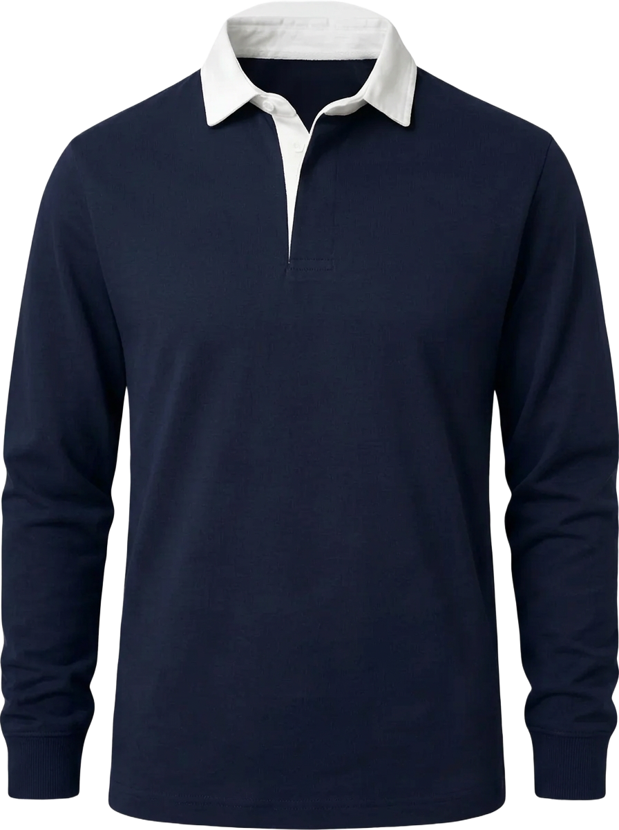 Plain All-Navy Retro Rugby Jersey