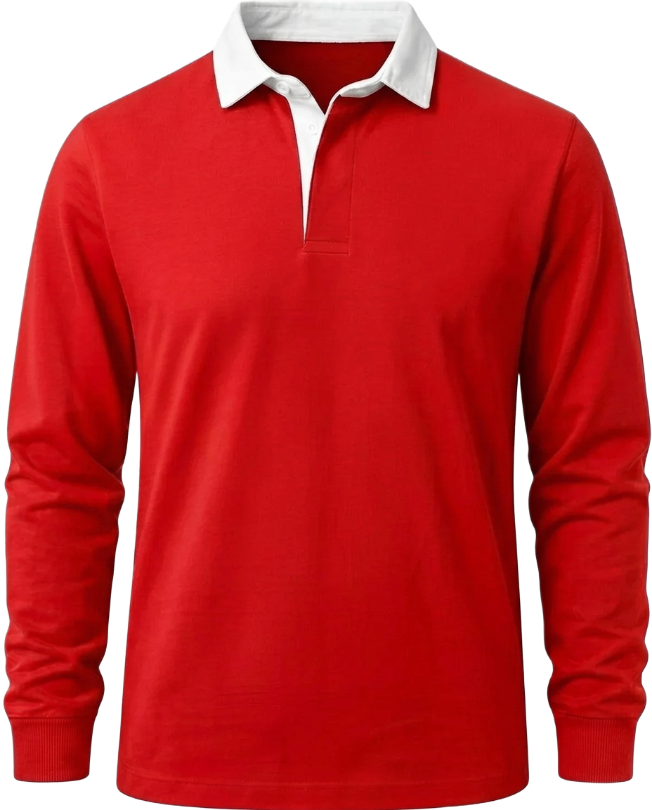 Plain Red & White Retro Rugby Jersey