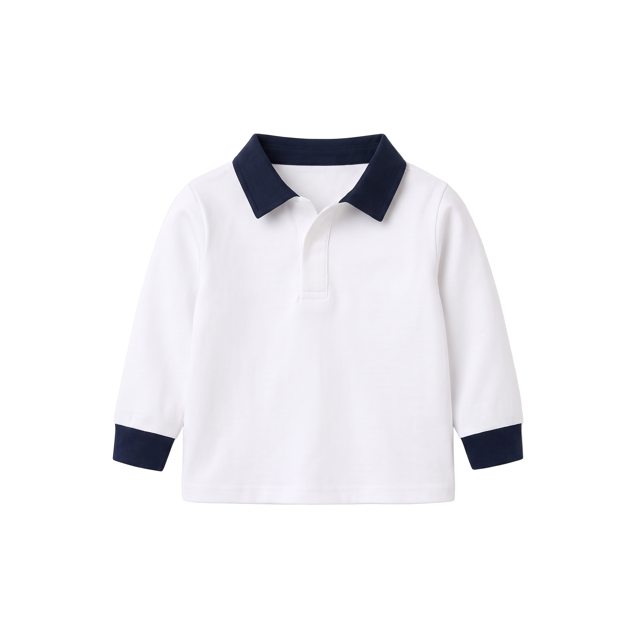Kids Plain White & Navy Retro Rugby Jersey