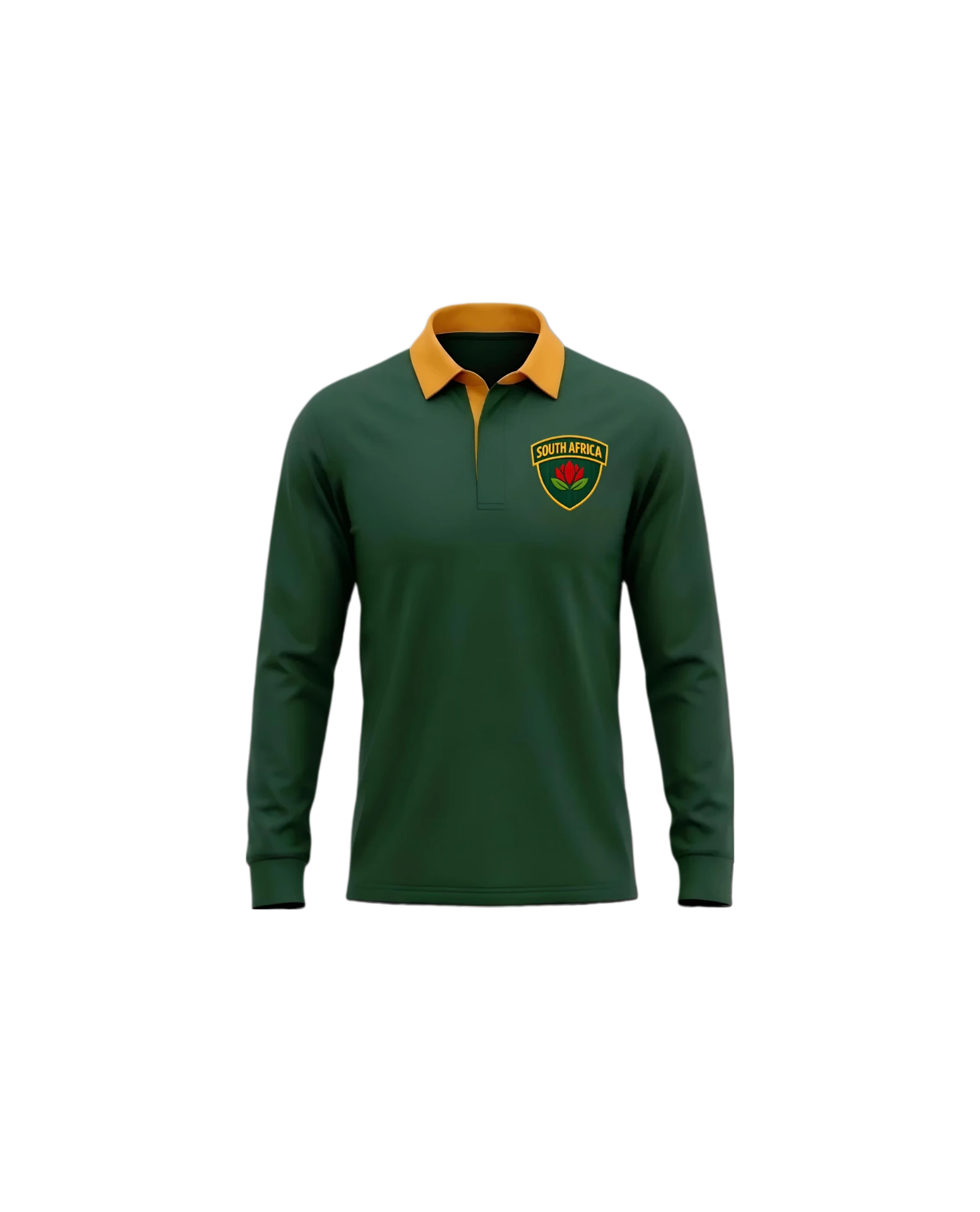 Plain Bottle Green & Gold Retro Rugby Jersey