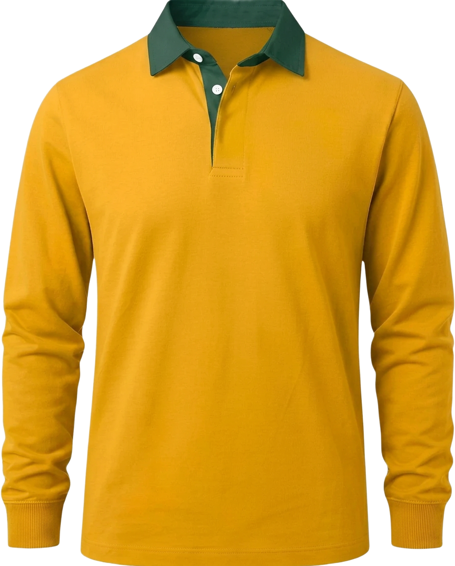 Plain Gold & Green Retro Rugby Jersey