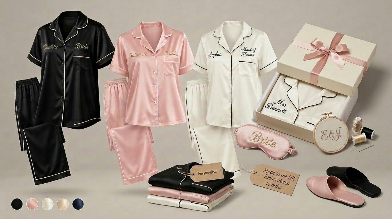 Bridal party personalised satin pyjama collection