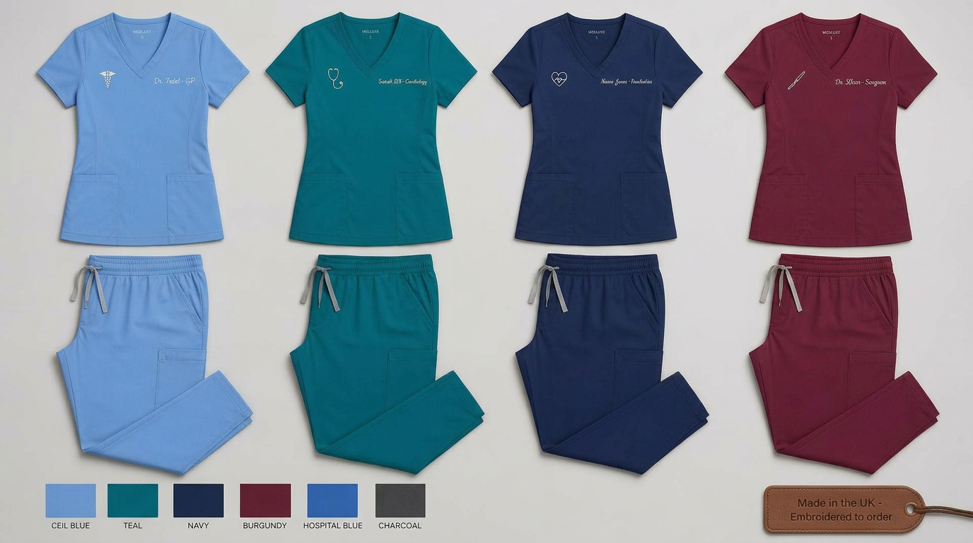 Women's-cut personalised medical scrub sets