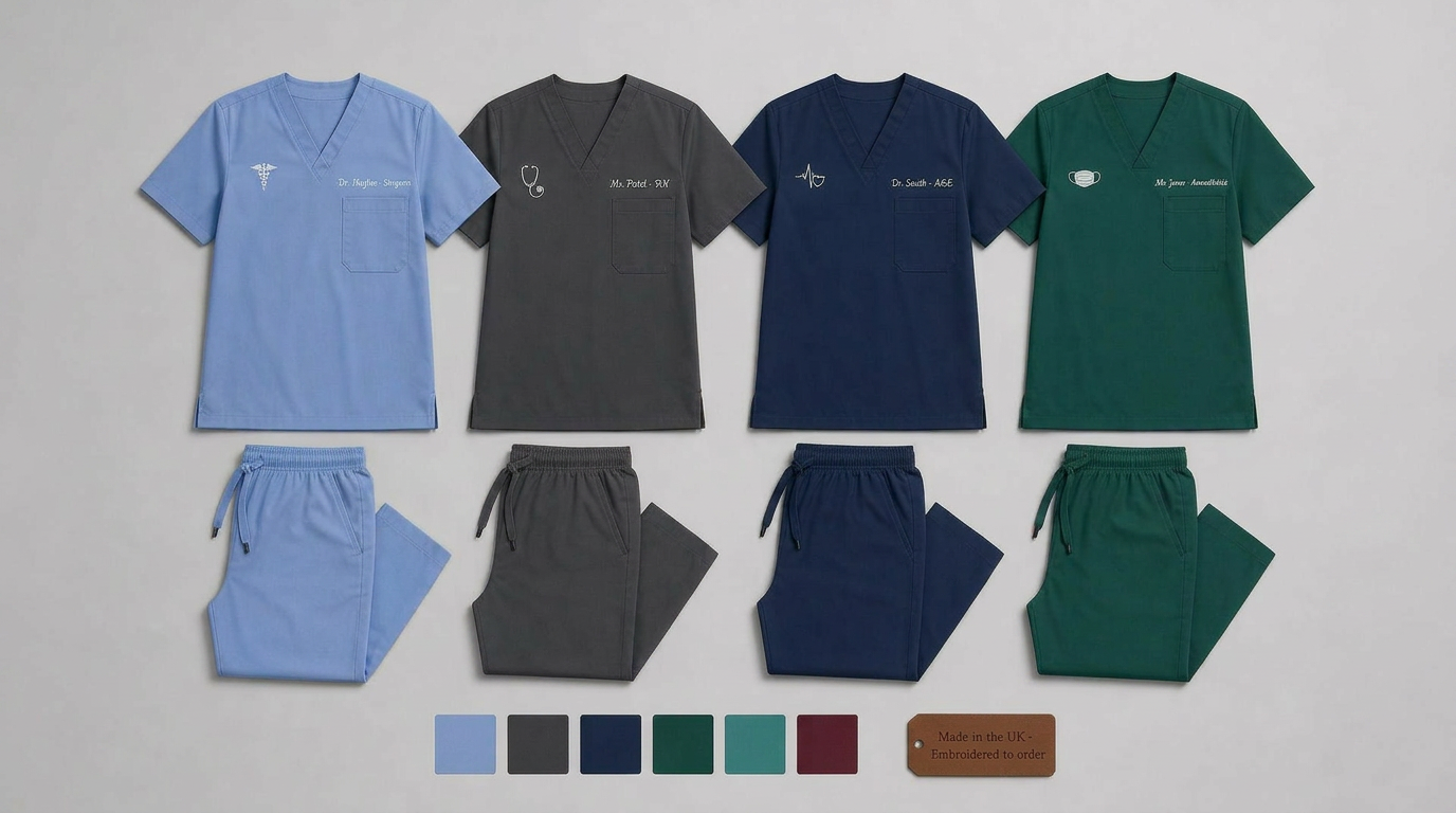 Men's-cut personalised medical scrub sets