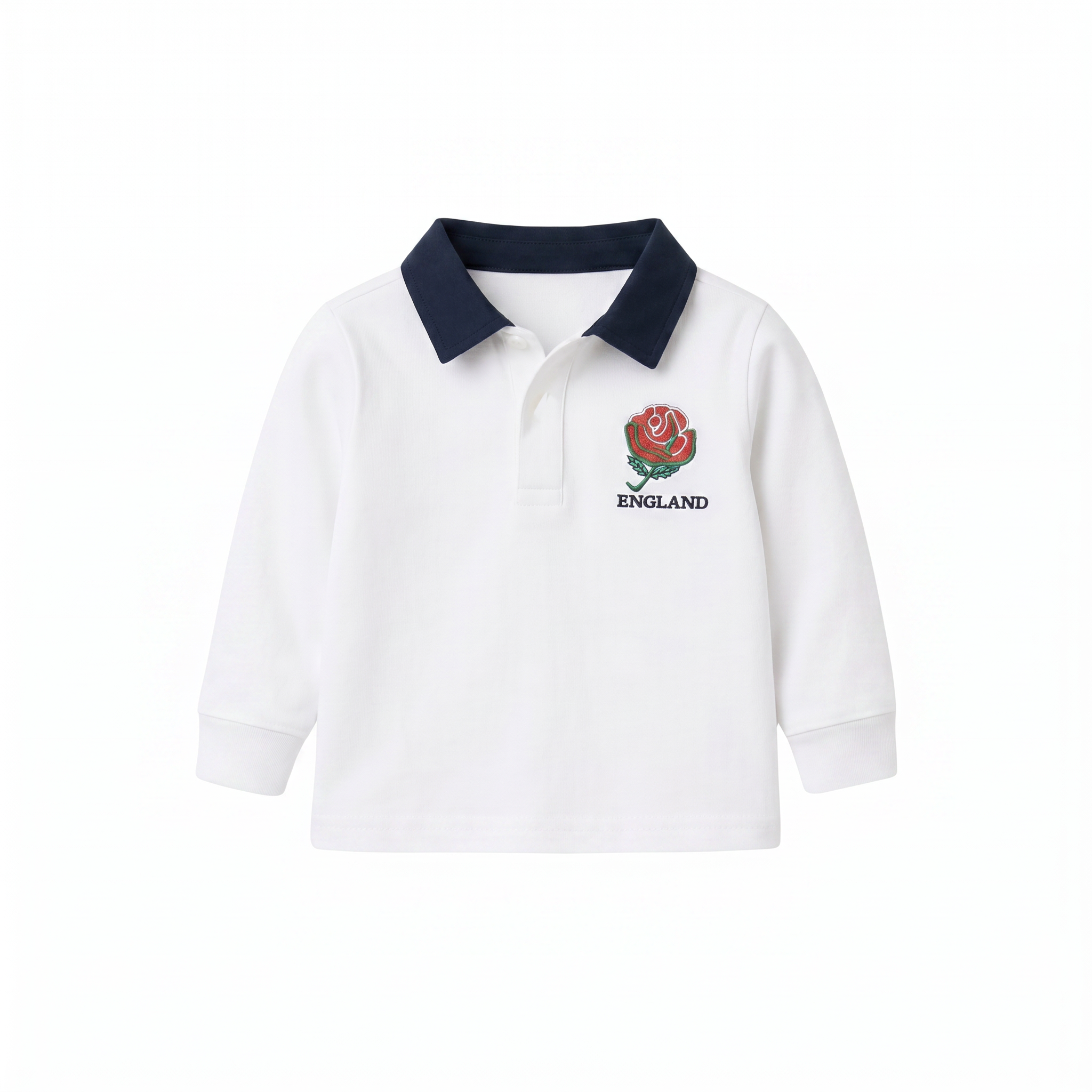 Children's England retro rugby shirt with embroidered rose crest