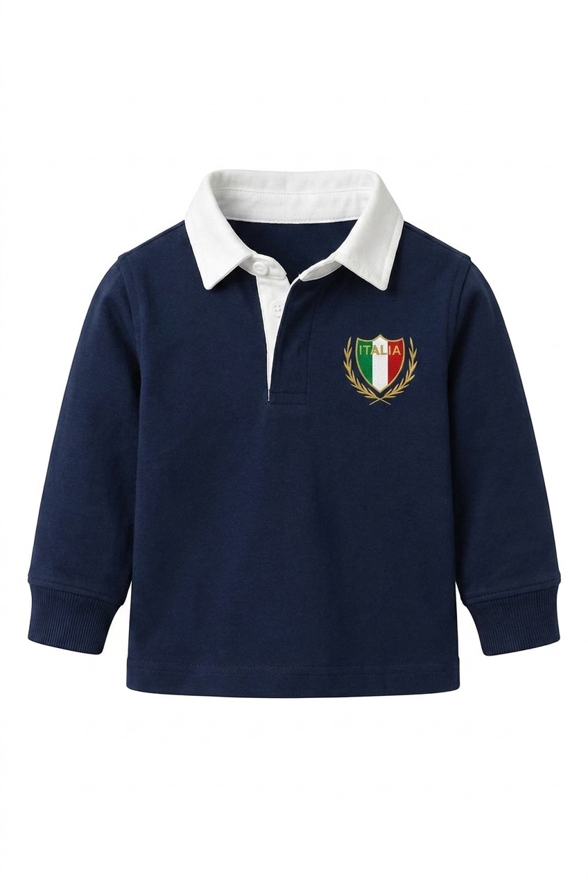 Children's Italy retro rugby shirt with embroidered crest