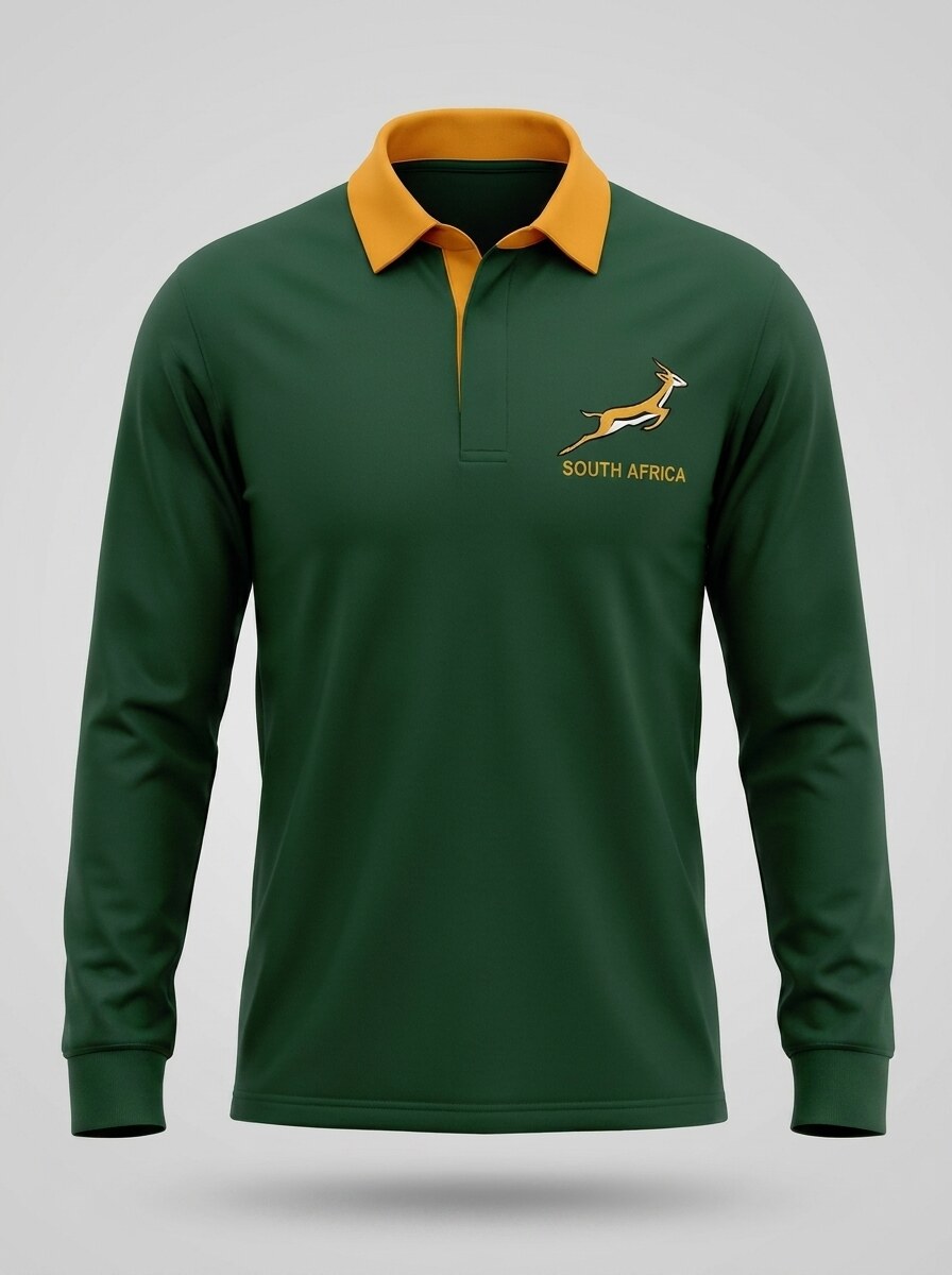 South Africa Springboks retro shirt with embroidered springbok crest